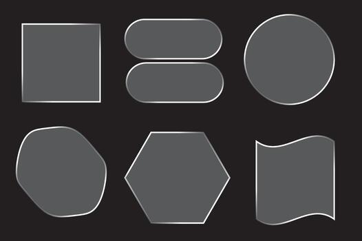 Modern set of transparent glass banners and buttons in various geometric shapes vector