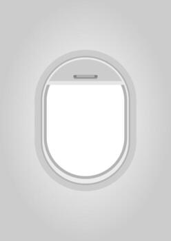 Minimal airplane window design with rounded frame and latch detail, perfect for travel themed branding, aviation content, or modern editorial layouts. vector