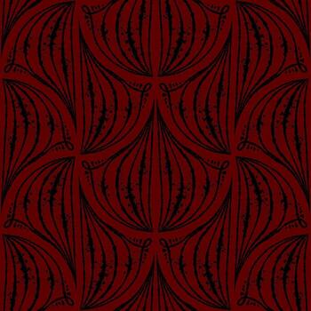 Geometric seamless pattern with ink line texture forming gothic fan shapes. Hand drawn line art with burgundy and black contrast. Ideal for wallpaper textile design and sketch style templates. vector