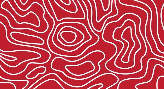 Red background with abstract topographic contour lines vector