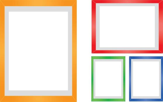 Collection of brightly colored empty frames for photos and art display on a dark surface vector