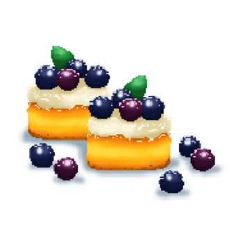 pixel arte mirtillo torte con crema e menta png
