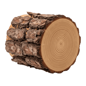 pijnboom boom log kruis sectie met ruw schors en zichtbaar groei ringen geïsoleerd Aan transparant achtergrond png