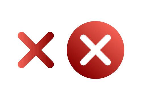 Red Gradient Close X Icon Representing Cancel or Exit Button for Modern Web and App Interface vector