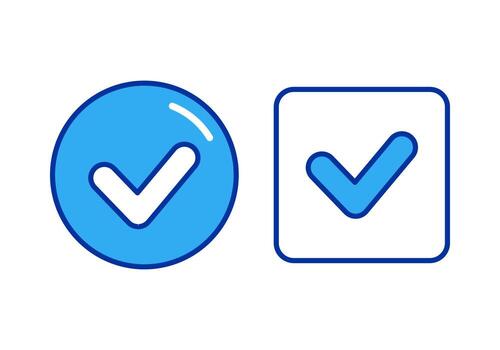 Blue White Checkmark Done Icon Representing Success or Confirmation Symbol for Modern Applications vector