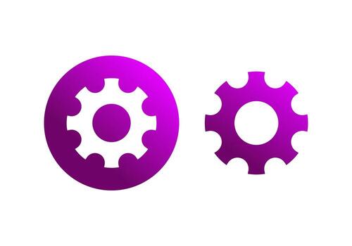 Purple Gradient Gear Settings Icon Representing Tools and Preferences for Modern Digital Interfaces vector