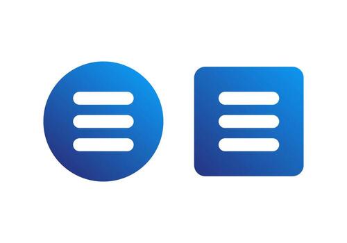 Minimal Blue Gradient Menu Button Icon with Three Horizontal Lines for Modern Web Navigation vector