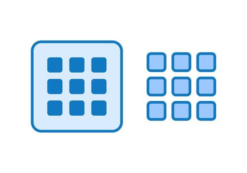 azul cuadrícula y lista ver icono conjunto para monitor opciones en moderno aplicación y sitio web diseños vector