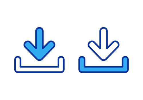 Blue White Download Arrow Icon Representing File Save or Cloud Access in Modern Digital Interface vector