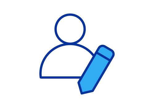 Blue White Edit Profile User Icon Representing Account Modification in Modern Digital Application vector