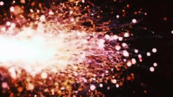 resumen explosión de brillante energía partículas y un corriente de interconectado datos puntos. un futurista grande explosión o tecnología explosión antecedentes. video
