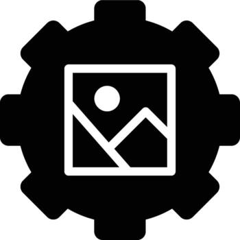 imagen Procesando, imagen, mejorado calidad glifo sólido icono vector