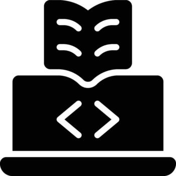 computadora ciencia, computadora, estudiar glifo sólido icono vector