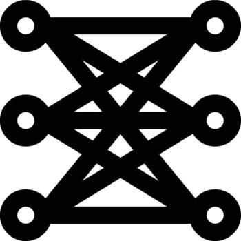 profundo aprendiendo, neural red, algoritmo contorno icono vector