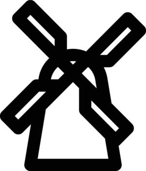 Windmill, Netherlands, Holland Outline Icon vector