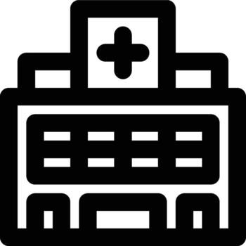Hospital, Infirmary, Building Outline Icon vector