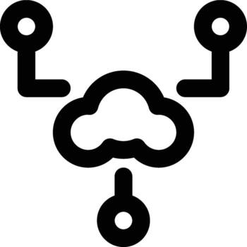 nube plataforma, nube informática, nube contorno icono vector