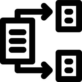 datos transformación, transformación, datos contorno icono vector