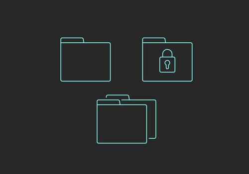 carpeta contorno icono incluir con soltero y grupo carpeta icono y bloqueado carpeta icono vector