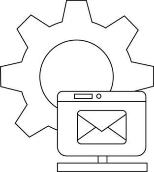 un engranaje superposiciones un computadora pantalla mostrando un cerrado sobre vector