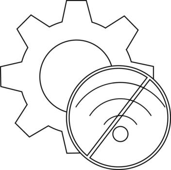 un engranaje ilustración emparejado con un No Wifi símbolo creando un relacionado con la tecnología imagen vector