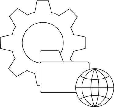 resumido engranaje carpeta globo icono ajuste directorio en todo el mundo representación vector