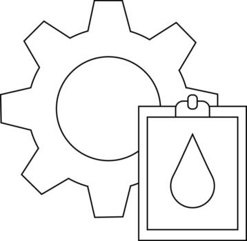engranaje y portapapeles con soltar gráfico contornos sencillo diseño vector