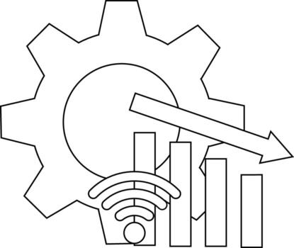 Gear WiFi and descending chart form a techrelated graphic An arrow also indicates decline vector