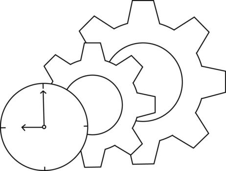 dos enclavamiento engranajes flanco un reloj cara mostrando un específico hora vector