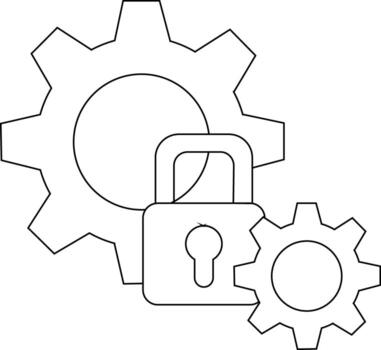 el imagen caracteristicas un candado con un ojo de cerradura en capas terminado dos engranajes de diferente tamaños vector