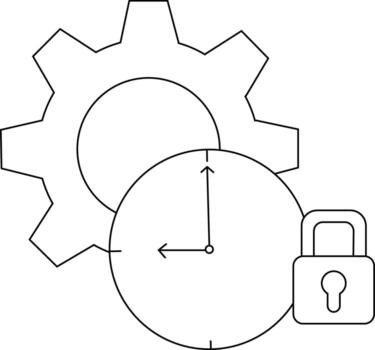 resumido rueda dentada reloj con manos a 12 y 9 9 y candado formar un tecnología gráfico vector