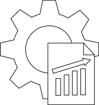 el imagen muestra un engranaje con un grafico en un papel sugerencia un proceso o datos análisis vector