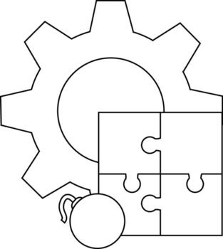 un engranaje superposiciones un cuadrado rompecabezas con un como una bomba objeto metido junto a eso vector