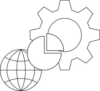 un globo engranaje y tarta gráfico son entrelazados resumido gráfico diseño vector