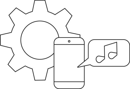 engranaje teléfono y música Nota habla burbuja el teléfono tiene un pantalla botón y altavoz vector