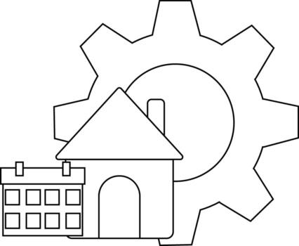 A cogwheel with a house and a calendar in front of it vector