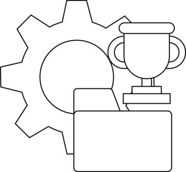 un engranaje trofeo y carpeta formar un técnico negocio escena sugerencia Progreso y logro vector