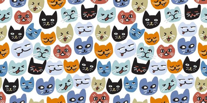 sin costura modelo con de gato retratos en mano dibujado estilo vector