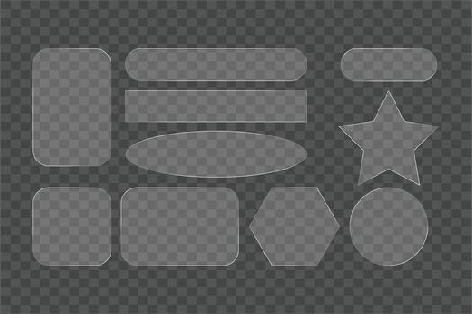 transparente vaso ui formas conjunto escarchado vaso botones y marcos diseño. vector
