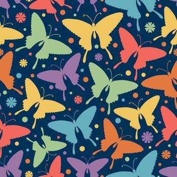 Seamless pattern with stylized colorful butterflies. Can be used to fabric design, wallpaper, decorative paper, web design, etc. vector