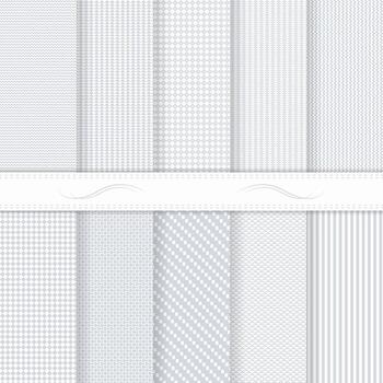 Set of ten subtle seamless patterns. Monochrome. Classic. Swatches of seamless patterns included in the file vector