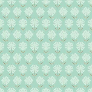 Seamless green floral pattern with geometric stylized flowers. Can be used to fabric design, wallpaper, decorative paper, web design, etc. Swatches of seamless patterns included in the file. vector