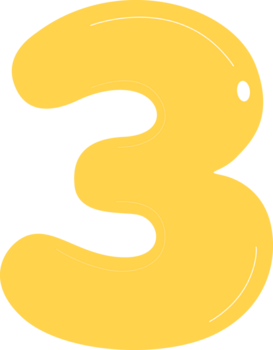 2d giallo numero tre con liscio e divertimento disegno, ideale per educativo materiali, bambini conteggio Lezioni, e giocoso apprendimento immagini. png