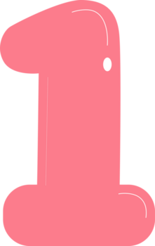 2d roze aantal een met glad afgeronde stijl, vrolijk en gemakkelijk, Super goed voor opleiding, tellen lessen, en creatief kinderen aan het leren beelden. png