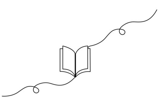 Learning book minimalist continuous line artwork vector