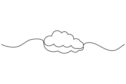 Abstract simple cloud one line drawing isolated minimal style vector