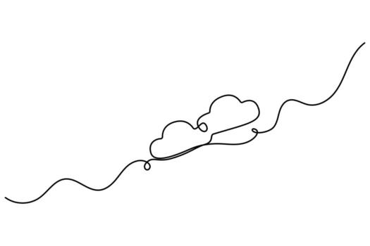 artístico mínimo nube dibujo continuo uno línea contorno vector