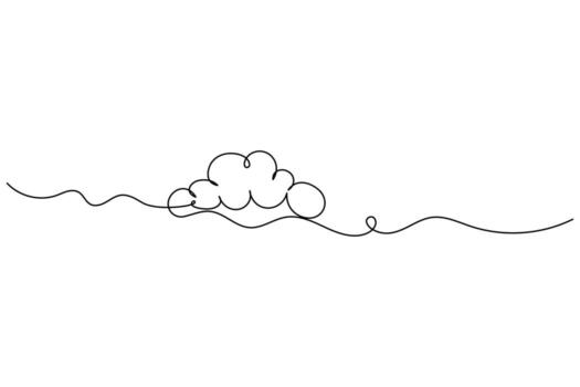Continuous single line cloud drawing minimal clean outline design vector