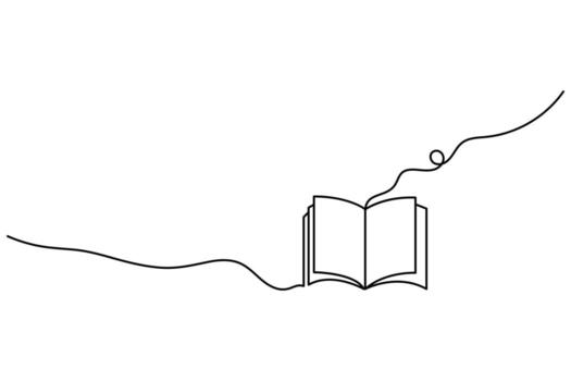 Simple outline book continuous one line artwork vector