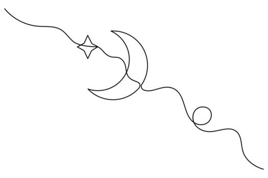 Minimal moon one line drawing simple abstract outline art vector